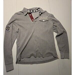 VTG La Martina Saddlery Gray Long Sleeve Polo Shirt Size Medium